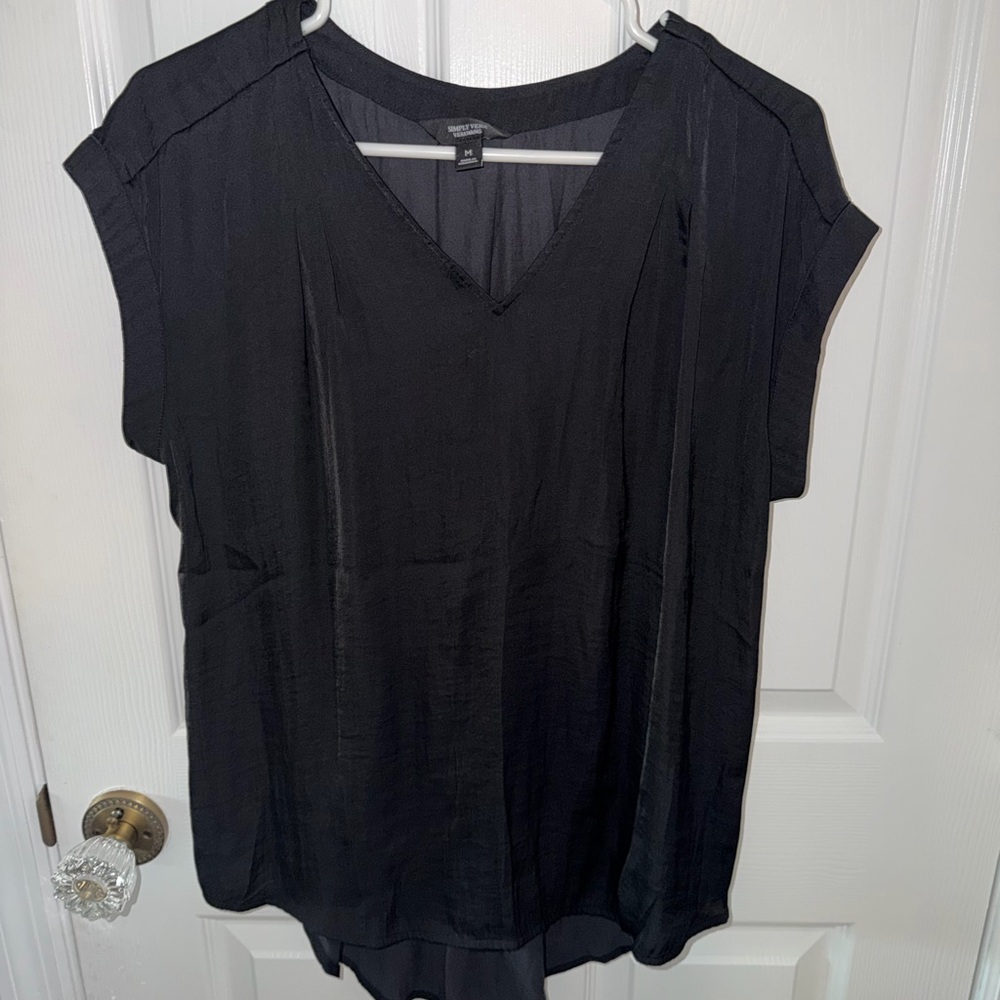 Simply Vera Vera Wang Elegant Black Cap Sleeve Blouse Size Medium
